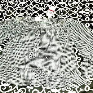 Black/White Plaid Southern Belle Top